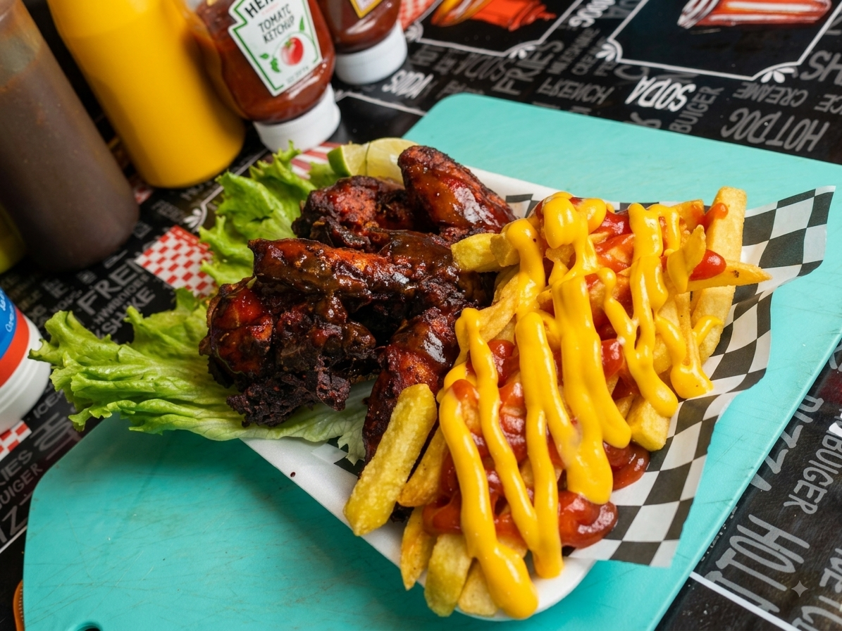 Alitas con Papas